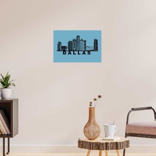 Dallas Skyline Silhouette  Poster (Living Room 3)