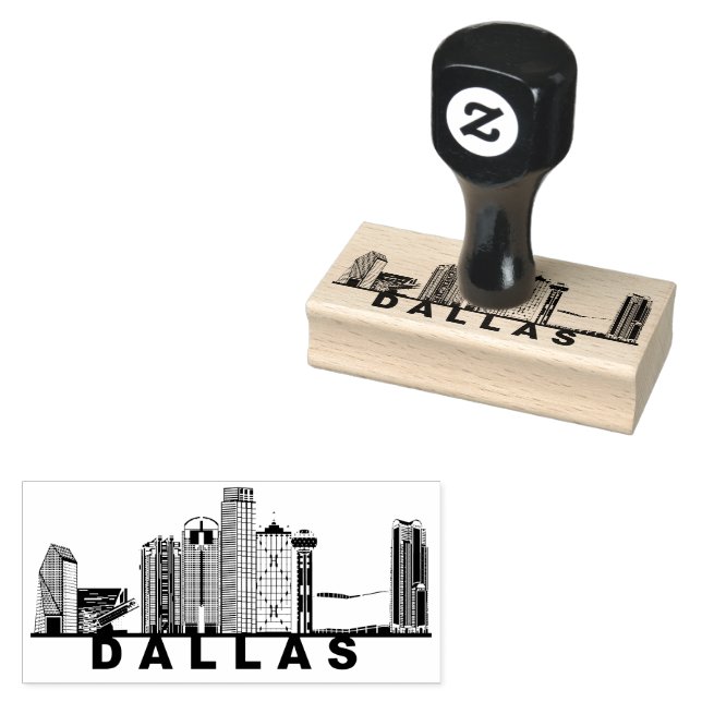 Dallas Skyline Silhouette  Rubber Stamp (Stamped)