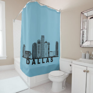 Dallas Skyline Silhouette Shower Curtain