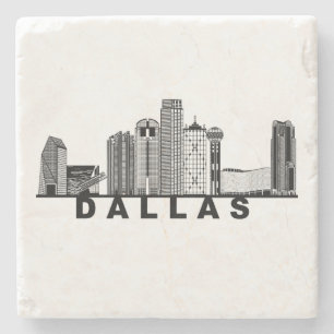 Dallas Skyline Silhouette Stone Coaster