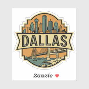 Dallas Skyline Texas Travel Retro Badge