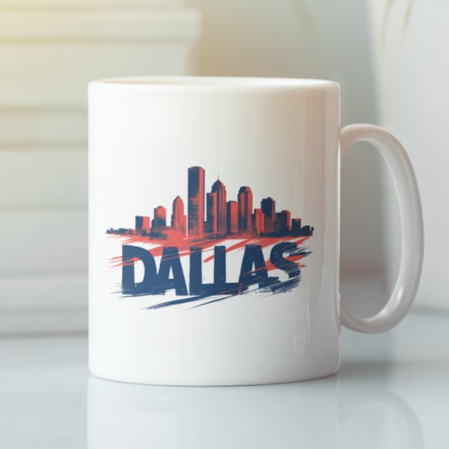 Dallas Skyline Watercolor Art Print – Texas City Coffee Mug (Dallas Skyline Watercolor Art Print – Texas City Coffee Mug)