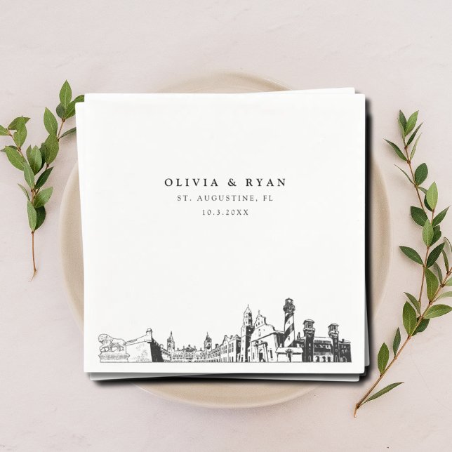 Dallas Skyline Wedding Paper Cocktail Napkin (Dallas wedding napkin)