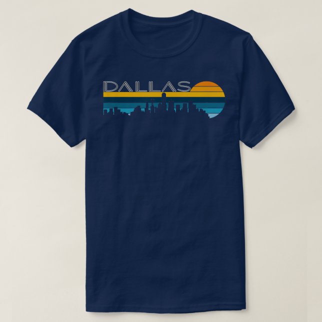 Dallas SkylineVintage Retro Sunset Dallas Cityscap T-Shirt (Design Front)