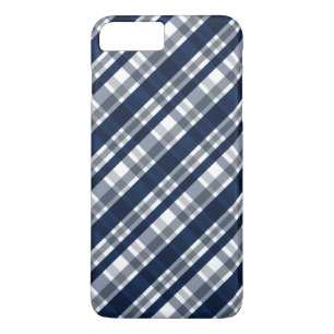 Dallas Sports Fan Navy Blue Silver Plaid Striped iPhone 8 Plus/7 Plus Case