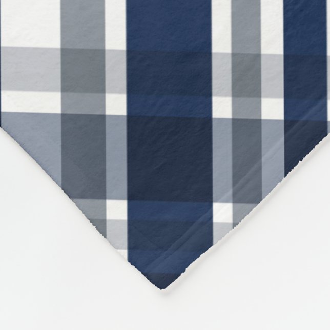 Dallas Sports Fan Navy Blue Silver Plaid Striped Fleece Blanket (Corner)