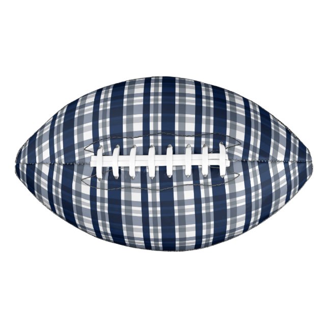 Dallas Sports Fan Navy Blue Silver Plaid Striped Football (Front)