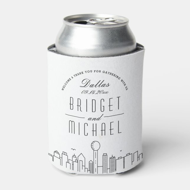 Dallas Stylised Skyline | Wedding Can Cooler (Can Front)