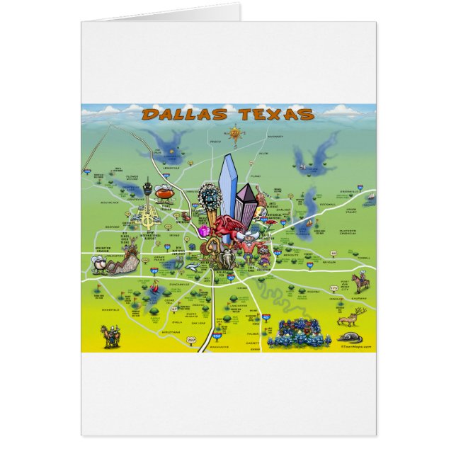 Dallas Texas Cartoon Map (Front)
