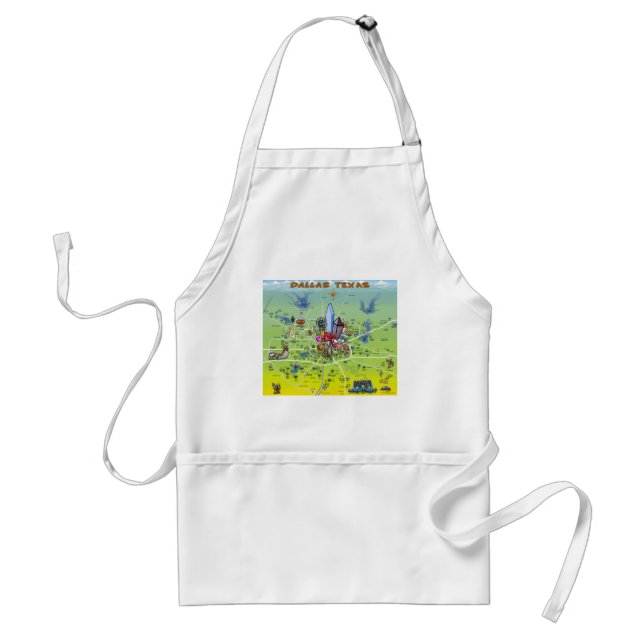Dallas Texas Cartoon Map Standard Apron (Front)
