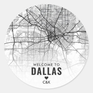 Dallas, Texas City Map   Wedding Welcome Classic Round Sticker