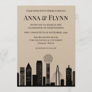 Dallas Texas City Skyline Cityscape Wedding Party Invitation