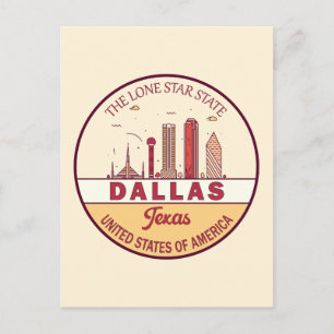 Dallas Texas City Skyline Emblem Postcard