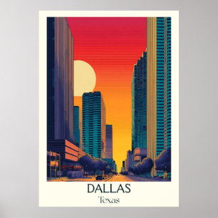 Dallas Texas City Tall Buildings Poster