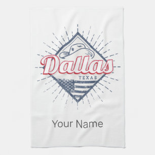 Dallas Texas City United States Vintage USA Tea Towel