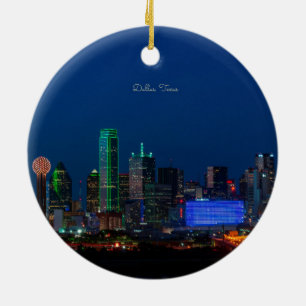 Dallas, Texas cityscape photograph, Ceramic Ornament