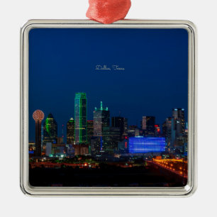 Dallas, Texas cityscape photograph, Metal Ornament