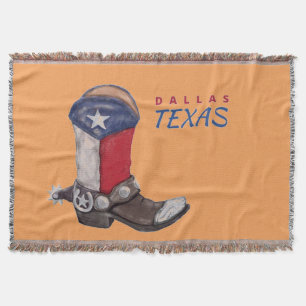 Dallas Texas Cowboy Boot Throw Blanket