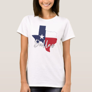 Dallas, Texas Flag Map Women's White T-Shirt
