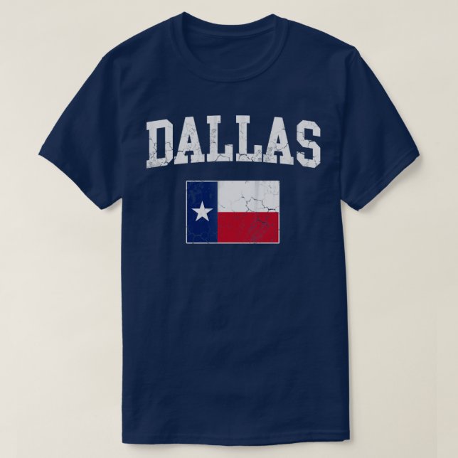 Dallas Texas Flag Vintage Fade T-Shirt (Design Front)