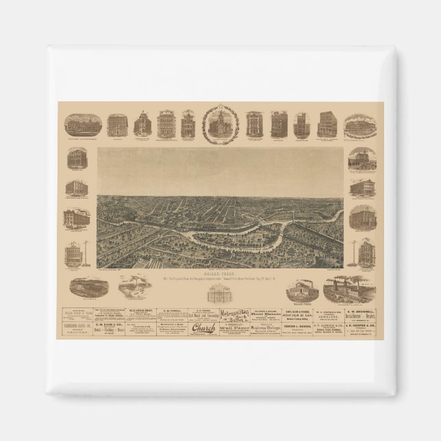 Dallas Texas in 1892 Magnet (Front)