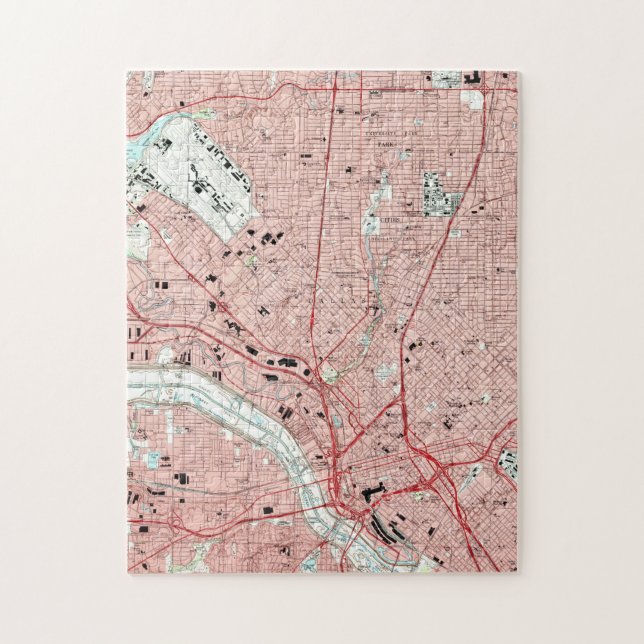 Dallas Texas Map (1995) Jigsaw Puzzle (Vertical)