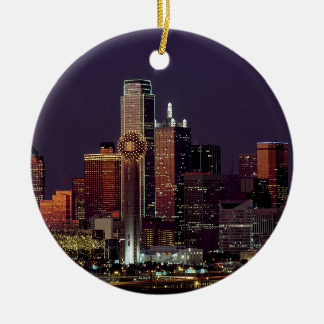 Dallas, Texas night skyline Ceramic Ornament (Front)