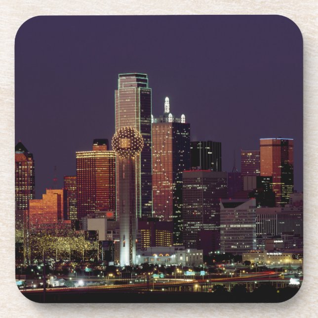 Dallas, Texas night skyline Coaster (Front)