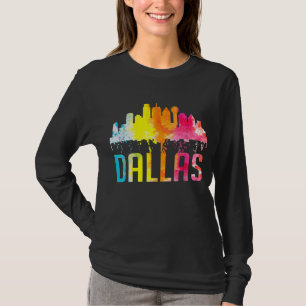 Dallas Texas Retro Watercolor Skyline Souvenir T-Shirt