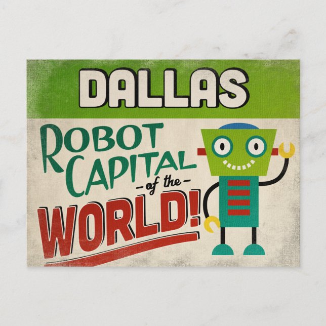 Dallas Texas Robot - Funny Vintage Postcard (Front)