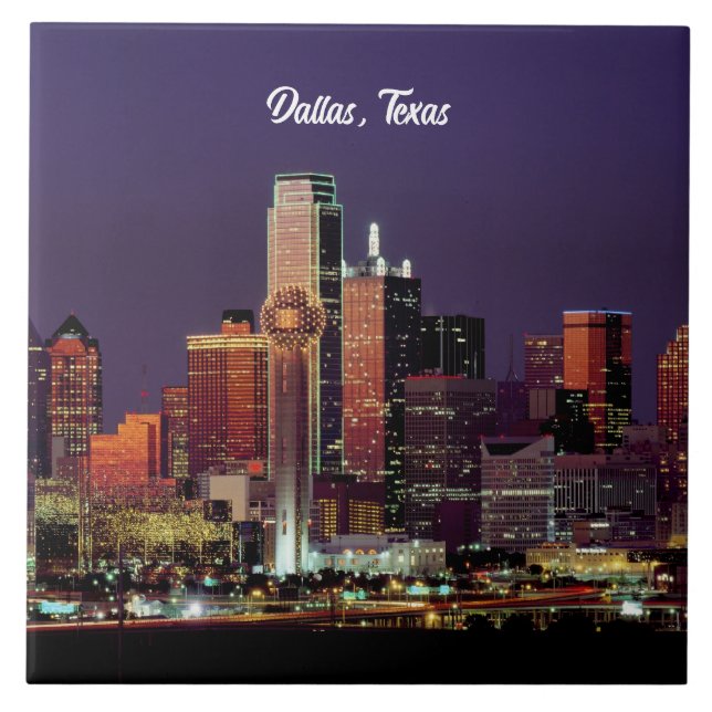 Dallas, Texas skyline at dusk Ceramic Tile (Front)