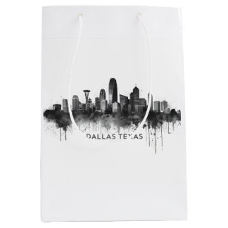 Dallas Texas Skyline Black and White Cityscape Medium Gift Bag