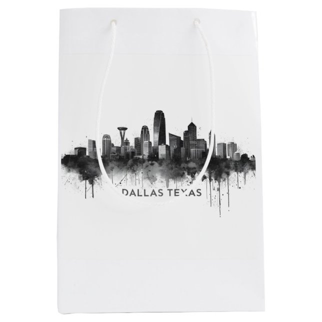 Dallas Texas Skyline Black and White Cityscape Medium Gift Bag (Front)