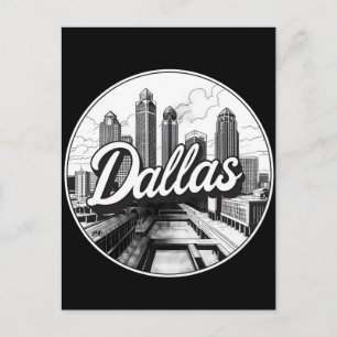 Dallas Texas Skyline Black and White Cityscape Postcard