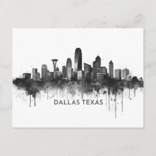 Dallas Texas Skyline Black and White Cityscape Postcard