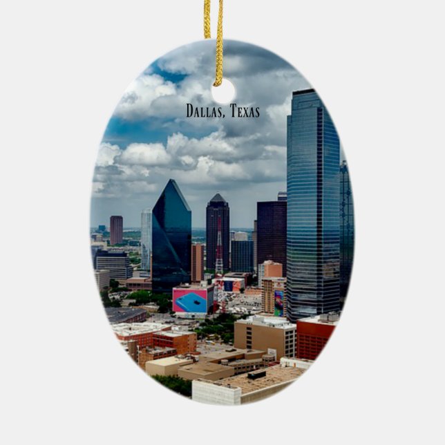 Dallas, Texas skyline Ceramic Ornament (Back)