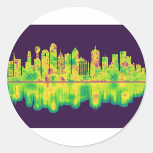 Dallas Texas Skyline Classic Round Sticker
