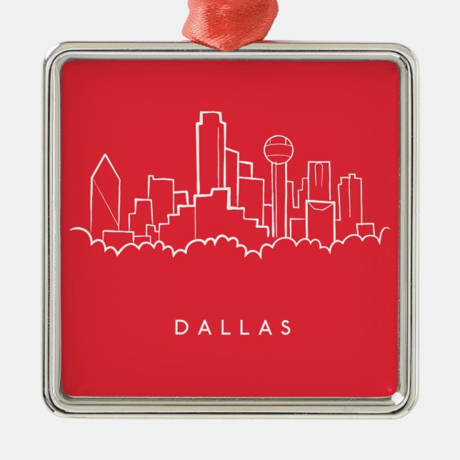 Dallas Texas Skyline Metal Ornament (Front)