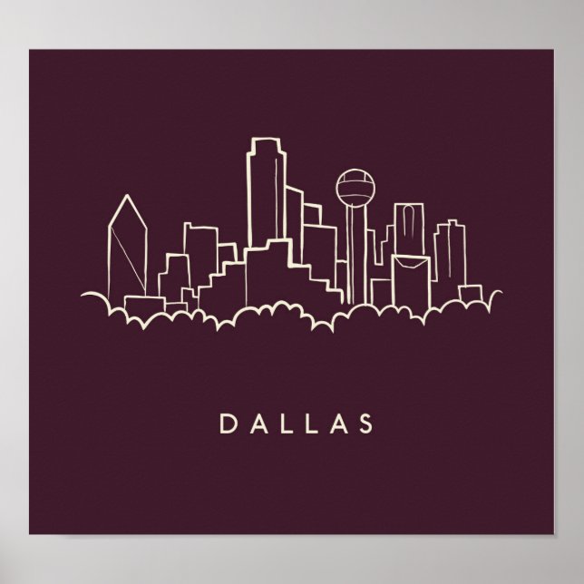 Dallas Texas Skyline Poster (Front)