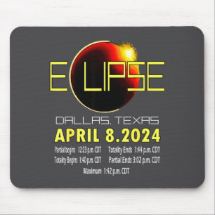 Dallas Texas Solar Eclipse 2024 Solar Eclipse Funn Mouse Pad