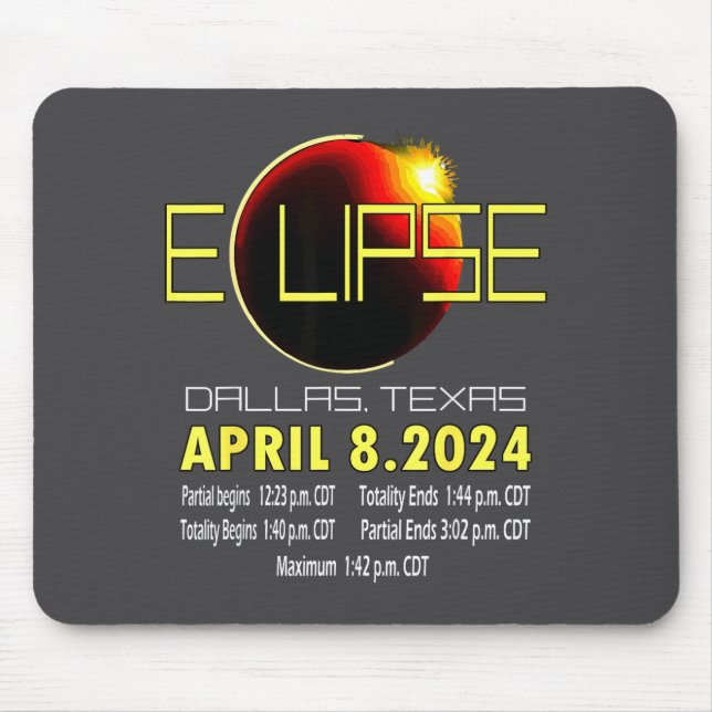 Dallas Texas Solar Eclipse 2024 Solar Eclipse Funn Mouse Pad (Front)