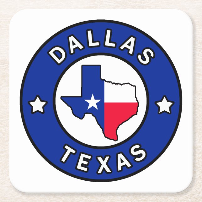 Dallas Texas Square Paper Coaster (Front)