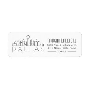 Dallas, Texas Stylized Skyline Return Address Label