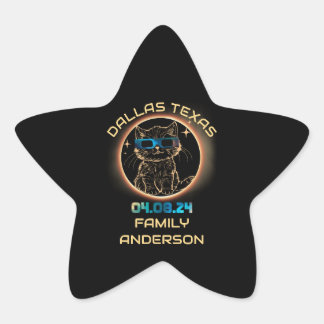 Dallas Texas Total Solar Eclipse 2024 Cat Lovers Star Sticker