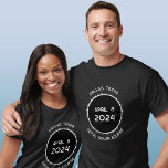 Dallas Texas Total Solar Eclipse 2024 T-Shirt<br><div class="desc">Celebrate the Total Solar Eclipse on April 8th,  2024 in Dallas,  Texas.  Change the text to customise.</div>