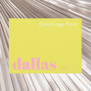 Dallas Texas typography pink Postcard