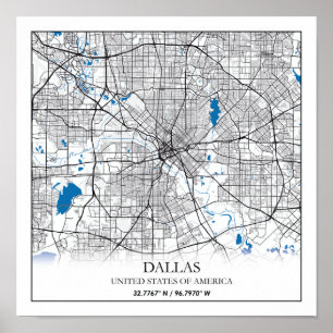 Dallas Texas USA City Travel City Map Poster