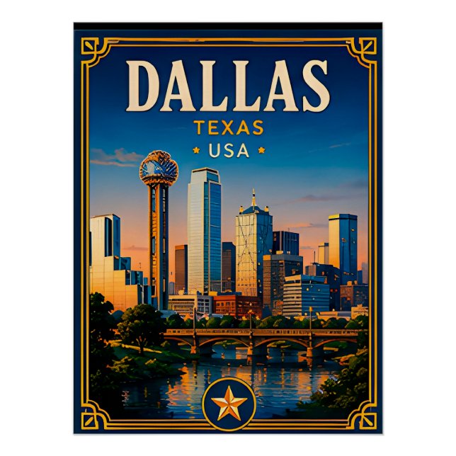 ⭐ Dallas Texas Vacation Memory Poster (Front)