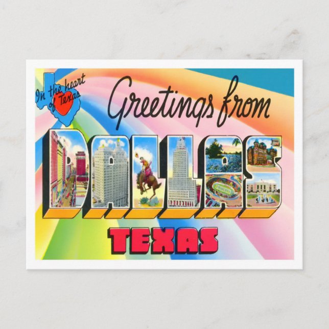 Dallas, Texas Vintage Big Letters Postcard (Front)