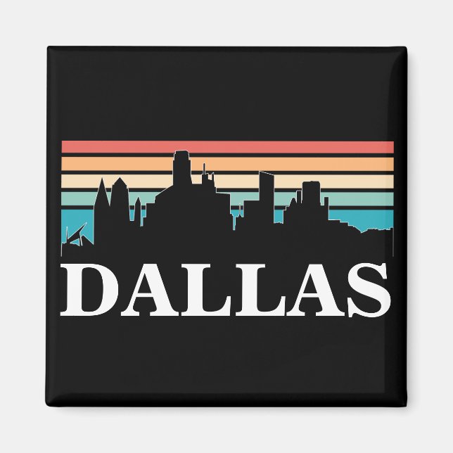 Dallas Texas Vintage Sunset Cityscape Magnet (Front)
